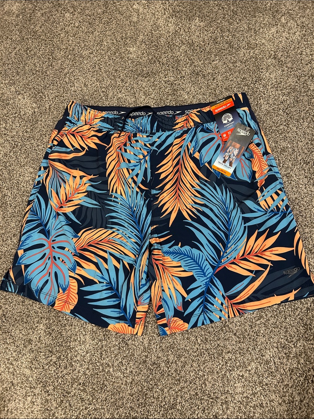 Speedo Swim Shorts with Blue & Orange Tropical Print XXL